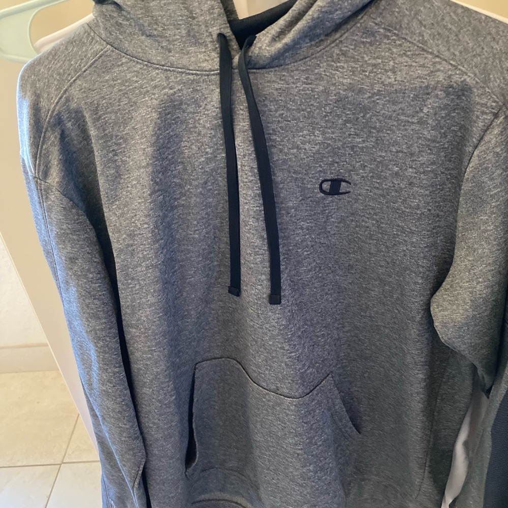 Champion Mens Powertrain Performance Pull Over Hoodie Medium Granite Heather